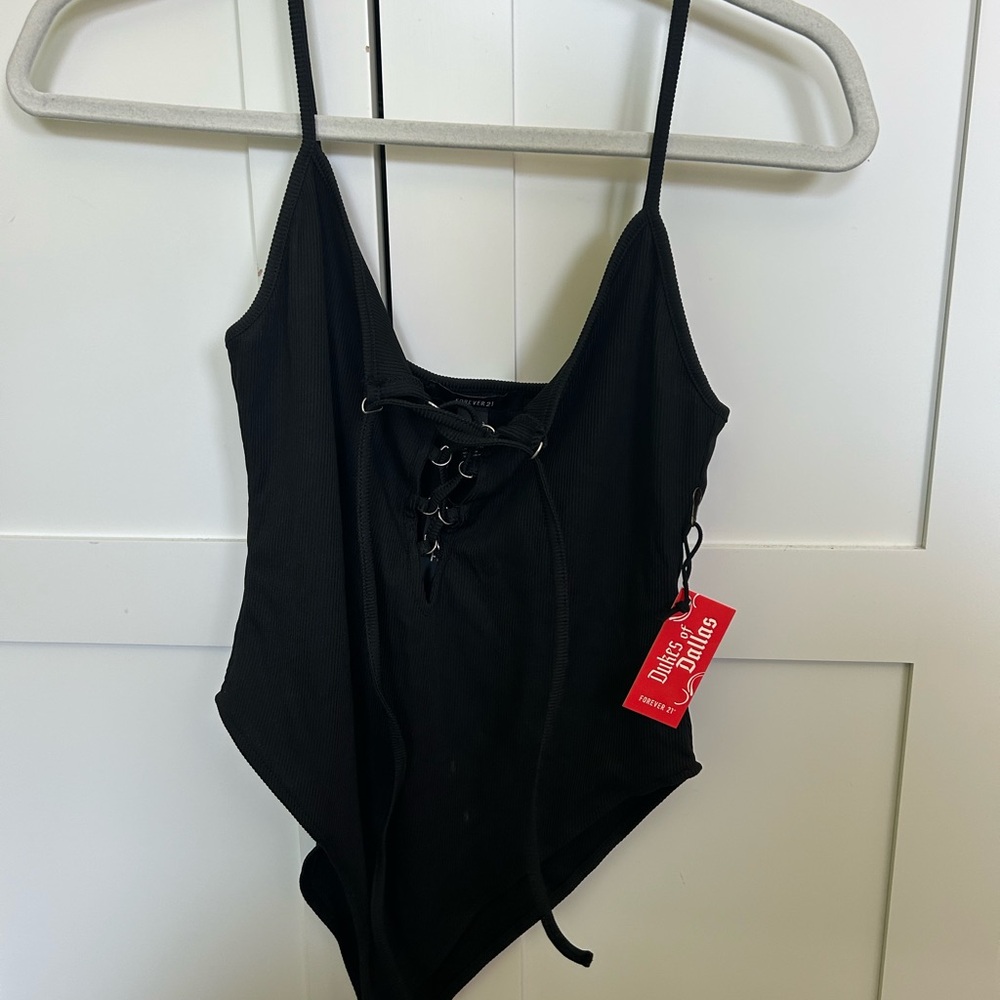 Black Lace-Up bodysuit